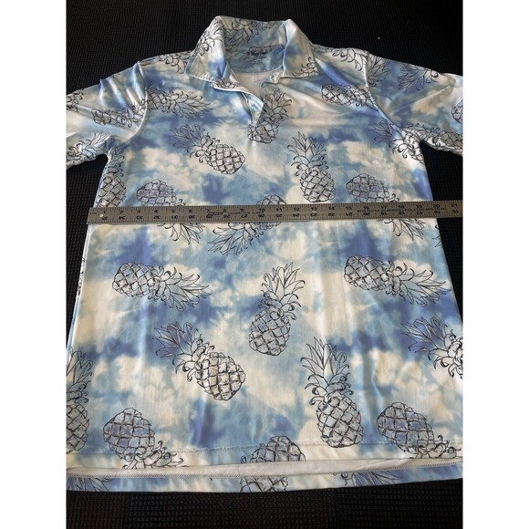 The Endless Summer Mens Pineapple‎ Performance Polo Shirt Sz Medium Blue - Picture 4 of 6